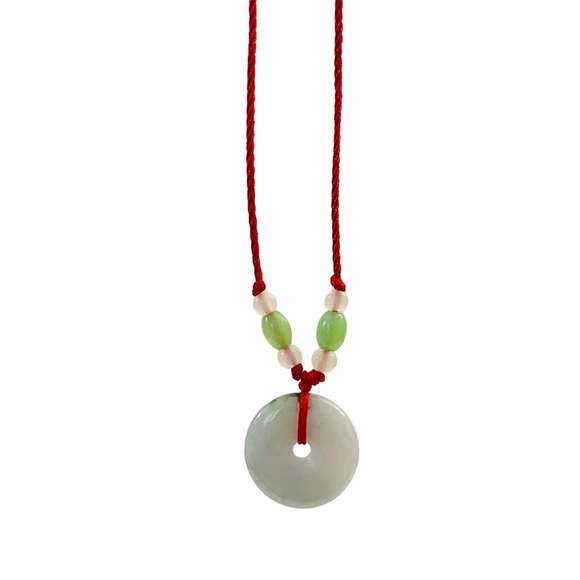 Jade Necklace Bracelet Harmony Lucky Donut Shape Pendant Handmade Jewelry NEW - Picture 1 of 4